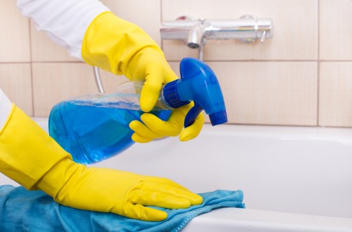 Local deep cleaning team working in a Merton apartment